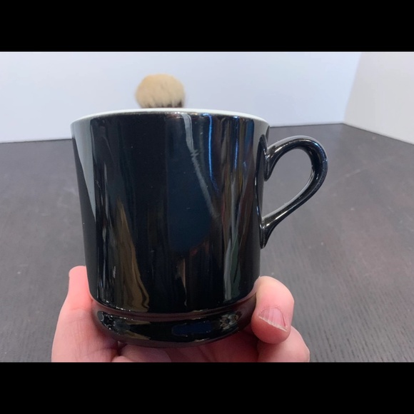 Hall China Black Glossy Ceramic Shaving Mug with Shaving Brush - Picture 5 of 10